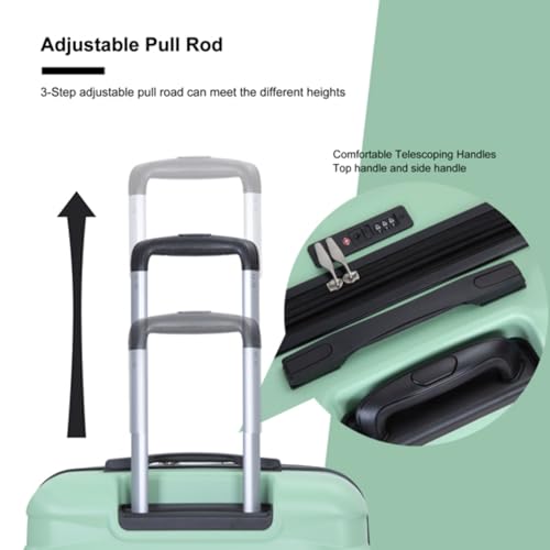 3 Piece Luggage Set, Suitcase, Expandable, Suitcase Set, with Two Hooks, Trolley Case, with Universal Wheels, Combination Lock, 21/25/29 Inches, Light Green4
