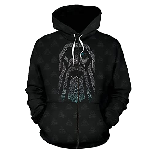 Sweat shirt mythologie Viking nordique imprimé 3D avec manches longues et motif rune