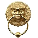 aldaba de puerta, Aldaba de puerta de latón con cabeza de león, manija de puerta de bronce retro con cabeza de animal, aro for puerta de entrada, colgante decorativo for puerta de patio(15.5cm)