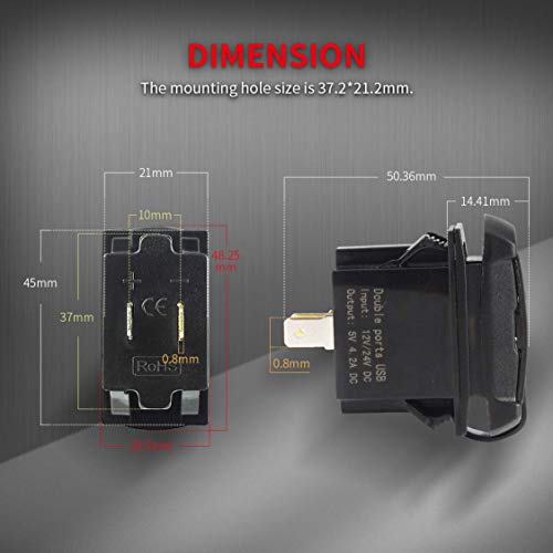 DaierTek-42A-Rocker-Dual-USB-Car-Charger-Adapter-Socket-Waterproof-Blue-Led-Digital-Voltmeter-for-Rocker-Marine-Switch-Panel-on-Boat-RV-Vehicle