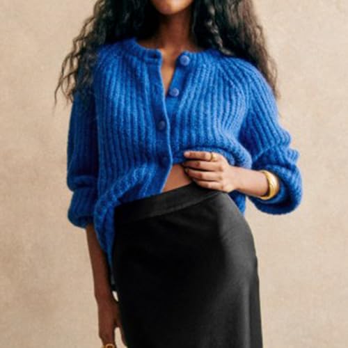 Women Y2K Chunky Open Front Sweater Long Sleeve Button Down Cropped Sweater Cardigan Fall Loose Casual Knit Outwear2