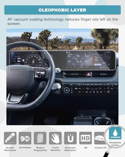 Image of CDEFG for 2025 2026 Hyundai Ioniq 5 Screen Protector, Tempered Glass for 2025 2026 Hyundai Ioniq 5 N /Ioniq 5 Accessories Dual 12.3-inch Displays Screen Cover, HD Clear 9H Hardness