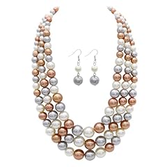 3 layer pearl necklace champagne grey white