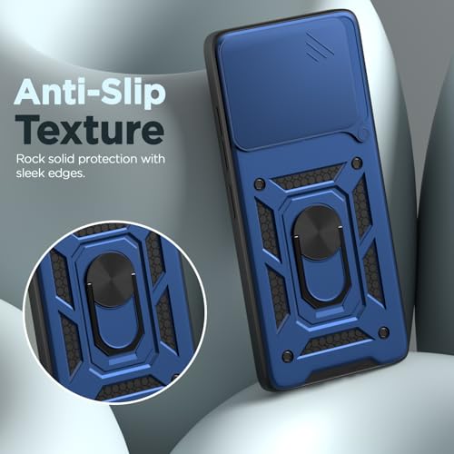 Image of Pikkme Back Cover for Infinix GT 20 Pro 5G | 360 Protection Case | Sliding Camera Shield Cover & Ring Holder Stand D10 Tough Armor Bumper Case (Blue)