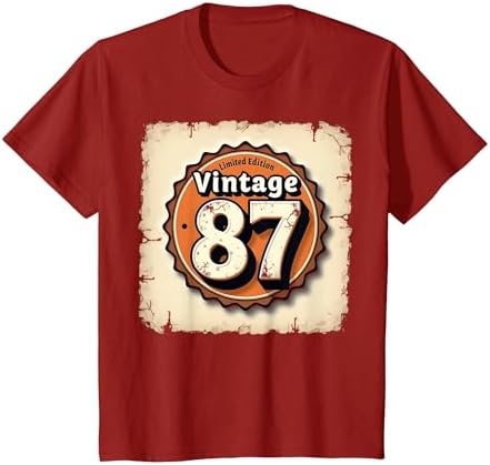 Vintage 87 Limited Edition Birthday Gift Nostalgia T-Shirt, Youth, Cranberry Red, 3T image 3
