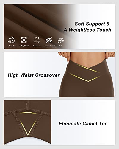 Aoliks Leggings femininas Crossover Flare, calças de ioga bootcut de cintura alta para treino com bo