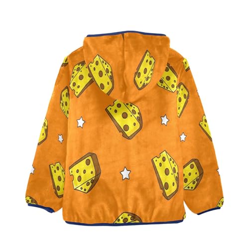 Cheese Slices on Orange Toddler Fleece Jacket Girl Boys Hooded Fleece Jacket Coat Warm Outwear Zip-up 3-10T2