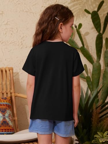 Image of ZDC Girls' Short Sleeve Shirts Kids Crewneck T-Shirts Summer Tops Basic Tees 5-14 Years