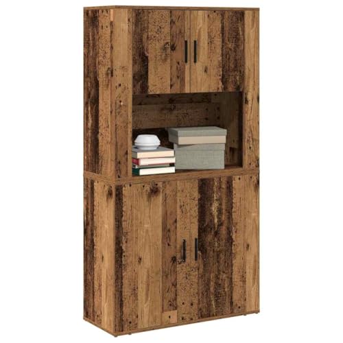 vidaXL Aparador rústico de Madera Antigua 80X33X150 cm Mueble Interior sólido de recuperación de Comedor Buffet de Cocina con Puertas