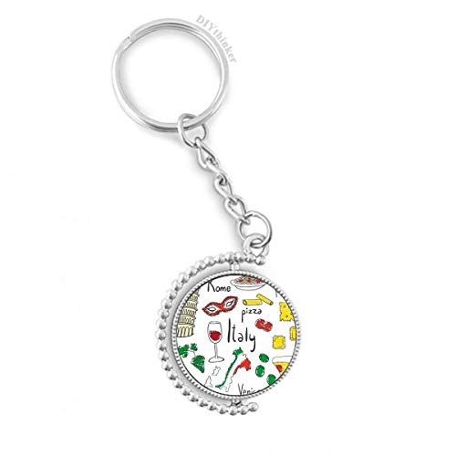 Porte-clés Italie paysage Tour de Pise rotatif pour trousseau de maison