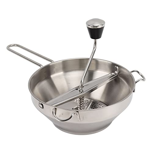 Stainless Steel Food Mill, Kitchen Mill with 3 Grinding Milling Discs Manual Jams Masher Vegetable Fruit Potato Garlic Mud Press Food Masher for Tomato Sauce Baby Food