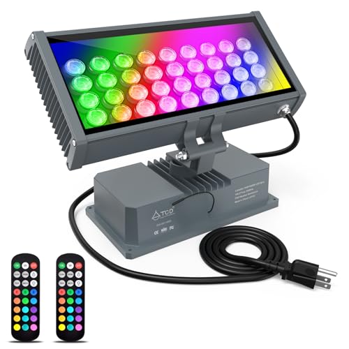 LED Wall Washer Flood Lights with RF Remote, 144W RGBW Color Changing Wash Lighting Waterproof...