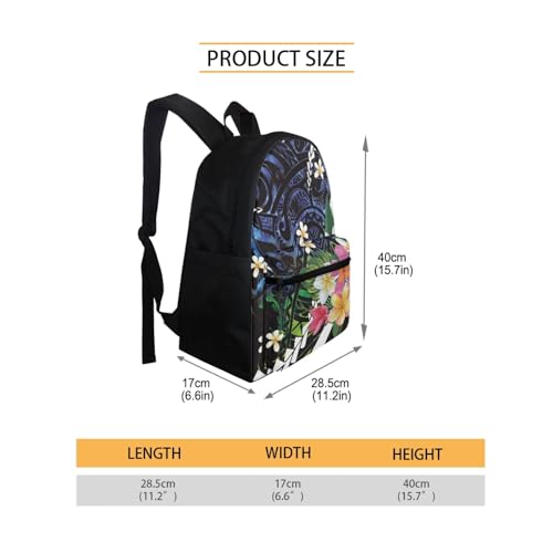 Flower Leaf Plumeria Print Backpack for Women Polynesian Print Travel Backpack,School Backpack for Girls Teens College Laptop Backpack,School Supplies for Teen Girls3