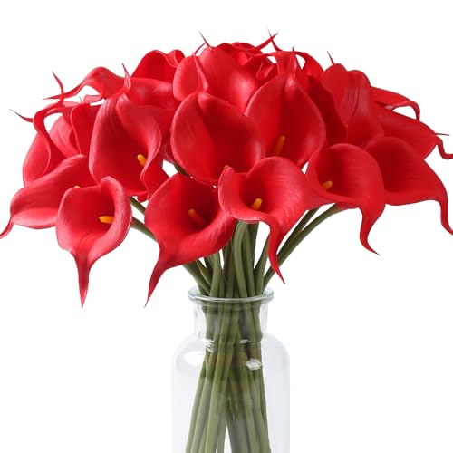Image of SITUMEIZI 24 Pcs Black Fake Flowers Artificial Calla Lily