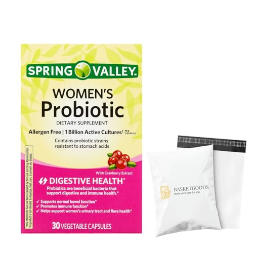 Probiotics for Women Capsules, Dietary Supplement 1 Billion CFUs - Digestive Health by Spring Valley 30 Capsules (Pack of 1) - Set by Basket Goods