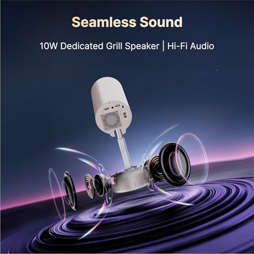 Image of Crossbeats Lumex Pro Smart Projector 4k Ultra HD, Mini Projector for Room Native 1080P, Upto 14000 Lumens Android 13 Built-in Apps Prime, Portable Design, Speaker WiFi 300 inch Wide Display Gold