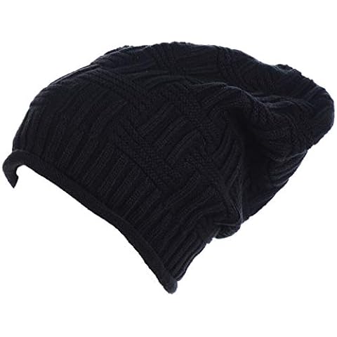 Accessory Necessary Beanie Hat Long Slouchy Cap Knit Fall Winter Basket Pattern Men Women, Black(522), One size - Best fits S to L Cover