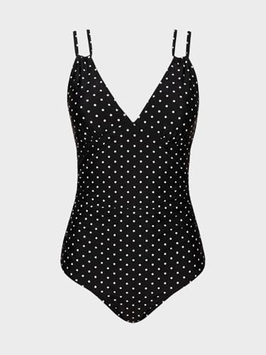 Image of CUPSHE Women's V Neck One Piece Cutout Tummy Control Swimsuit | Double Adjustable Straps,Back Cutout,O Ring,Soft Removable Cups,Flattering Bathing Suit For Vacation And Beach