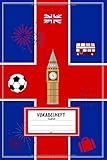 Vokabelheft A5 - Englisch: Vokabeln lernen mit System - 2 Spalten inkl. Kontrollkästchen | 100 Seiten | Motiv: England - Fußball - Bus