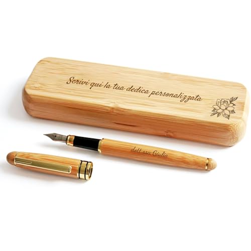 Astuccio in Legno di Bambù con Penna Stilografica Personalizzabile –