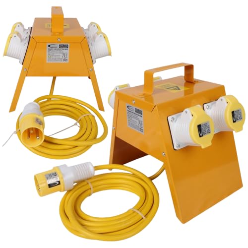 110V Power Box 4-Way Splitter Distribution Site Box 5m Cable with 16 Amp Plug (4-Way Splitter Box 1.5mm)
