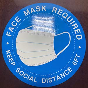 Double Sided - Face Mask Required Sign. 5-Pack.Peel & Stick Vinyl,8" Window Glass or Floor Signage Public Safety Decal,Social distancing Decals.Jewelry Blue