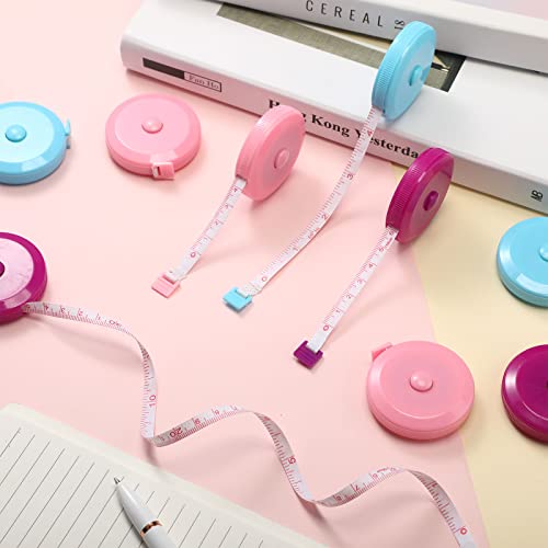 100 Pcs Tape Measure 60 Inch Retractable Measuring Tape Soft Small Measurement Tape Mini Sewing Fabric Tape Measurer Flexible Pocket Cloth Fabric Measurement Digital Tape For Body (Purple, Blue, Pink) #TOP1