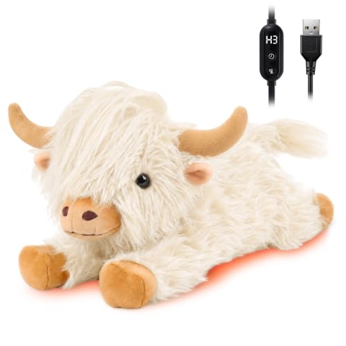 Image of Highland Cow Heating Pad for Period Cramps, Heated Plush Stuffed Animals | Menstrual Pain Relief Portable Electric Heat Pad,Teen Girl Gifts Trendy Stuff,Gift for Women Teenage Girls Highlandcow Lovers