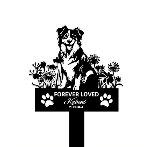 犬用墓石、15.75インチ×11.02インチ メタルエナメル製ペットメモリアルステーク、墓地や庭での追悼ギフトに最適な防水屋外墓石プレート(15.75"x11.02",E)