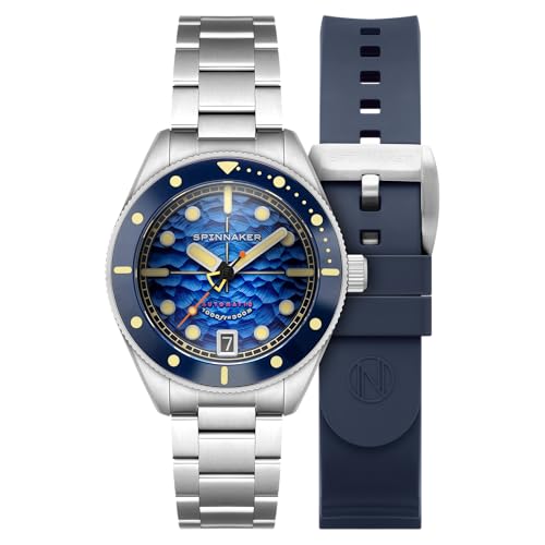 Spinnaker Mens 42mm Challenger Automatic Depth Blue Watch with Solid Stainless Steel Bracelet SP-5159-11