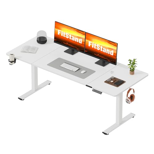 FitStand FQ1 200x80cm höhenverstellbarer Schreibtisch Electric Lift Desk mit Tischplatte, Stehpult, Lift Computertisch mit Haken, Kindersicherung, Memory-Funktion für Büro und Zuhause - Weiß