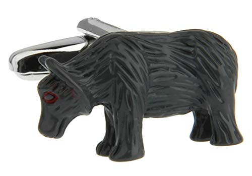 Mancuernillas negras elegantes para hombre KnBoB miniatura 4