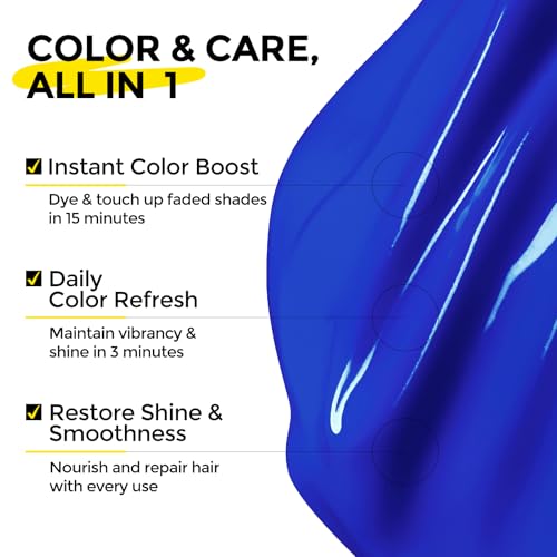 Image of COLORLOMO Color Depositing Conditioner for Bleached Hair, Semi Permanent Hair Color Conditioner with Shea Butter & Almond Oil, Hydrates & Refreshes Faded Color, Vegan, 6oz-Blue