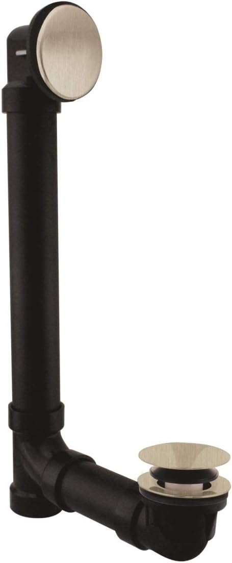 Illusionary 12 & 4 in. Schedule 40 ABS Bath Waste & Overflow with Tip-Toe Bath Drain in Satin Nickel