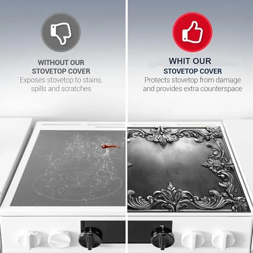 Image of HOMETITUTE Silver Baroque Stove Covers 28x20 Diatomite Heat Resistant Mat