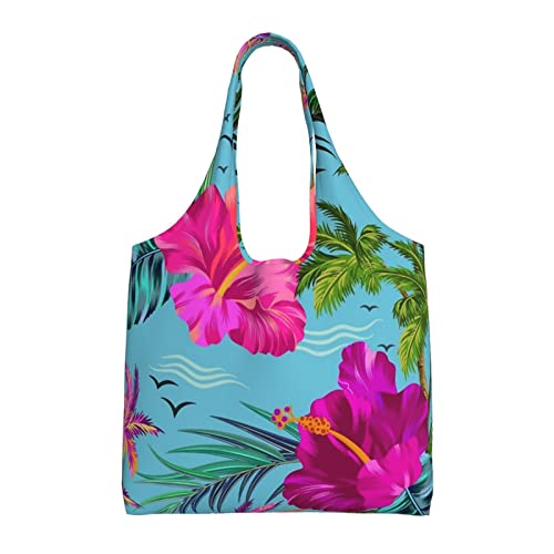 Pflanze Blumen Eine Schulter Pendeln Leinwand Tasche Handtasche Große Kapazität Leinwand Tasche Wiederverwendbare Einkaufstasche, Hallo Hawaii, Einheitsgröße