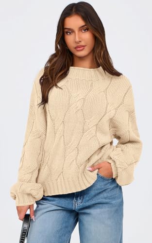 PRETTYGARDEN Women's Cable Knit Sweaters Casual Long Sleeve Crewneck Oversized Chunky Fall Winter Sweater Pullover Tops 20242