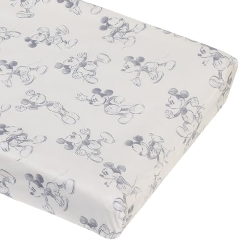 Image of NoJo Disney Mickey Mouse - Call Me Mickey White and Blue Super Soft Changing Pad Cover