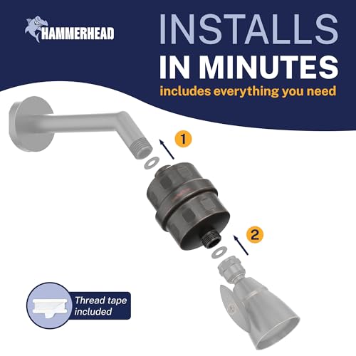 Image of HammerHead Showers Solid Metal Shower Head Filter - KDF 55 Shower Filter, High Pressure Universal Shower Filters to Remove Toxic Chemicals - Removes Chlorine and Heavy Metals - Oil Rubbed Bronze