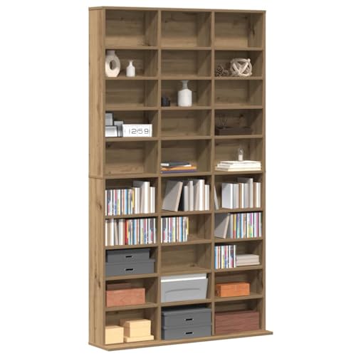 vidaXL Meuble CD chêne Artisanal 101 x 23 x 177.5 cm Bois d'ingénierie, Unité de Rangement pour Salon, étagères rectangulaires autonomes, Grand Meuble...