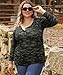 RITERA Womens Plus Size Shirts 3X Camouflage Long Sleeve camo Stripe Loose Fit Button Loose Casual Tops Winter Black Shirts 3XL 22W 24w