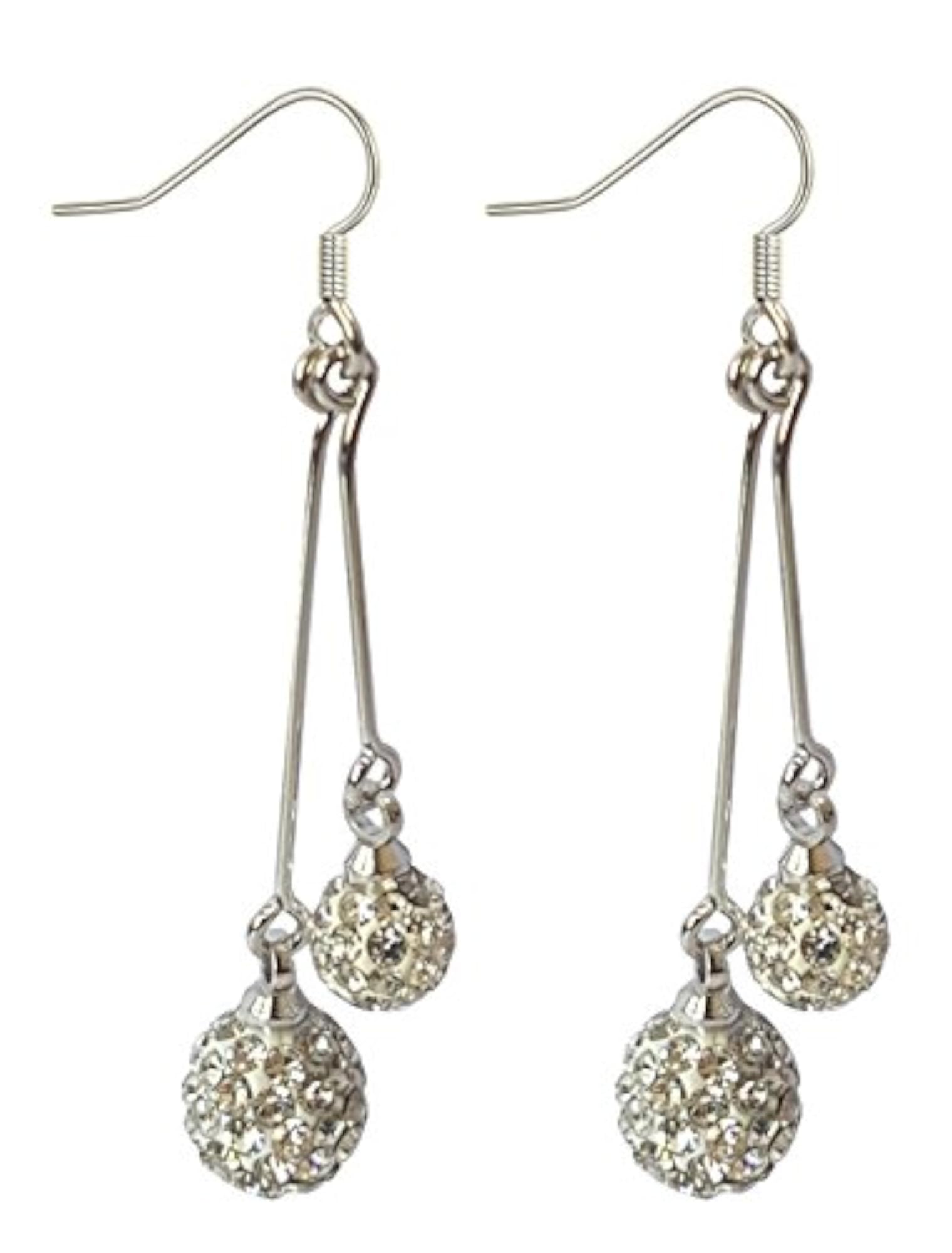 Women's Double Shamballa Dangle Party Earrings, Glamorous