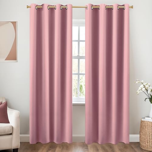 Image of KOUFALL Mauve 52x84 Inches Long Blackout Curtains for Bedroom