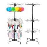 3 Tier Rotating Retail Rack, Adjustable Fashion Counter Jewelry Tree Display Holder, Tabletop Retail Spinner Display Stand, Stable, for Jewelry Keyring Bracelet Necklace Hairtie, Black,Pack of 2