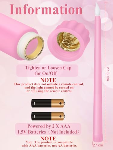 Image of Treela 24 Pcs Flameless Taper Candles Battery Operated ulkB Fake Candles Light LED Candle Sticks Flickering Tapered for Wedding Anniversary Holiday Decoration(Basic,11 Inch,Pink)