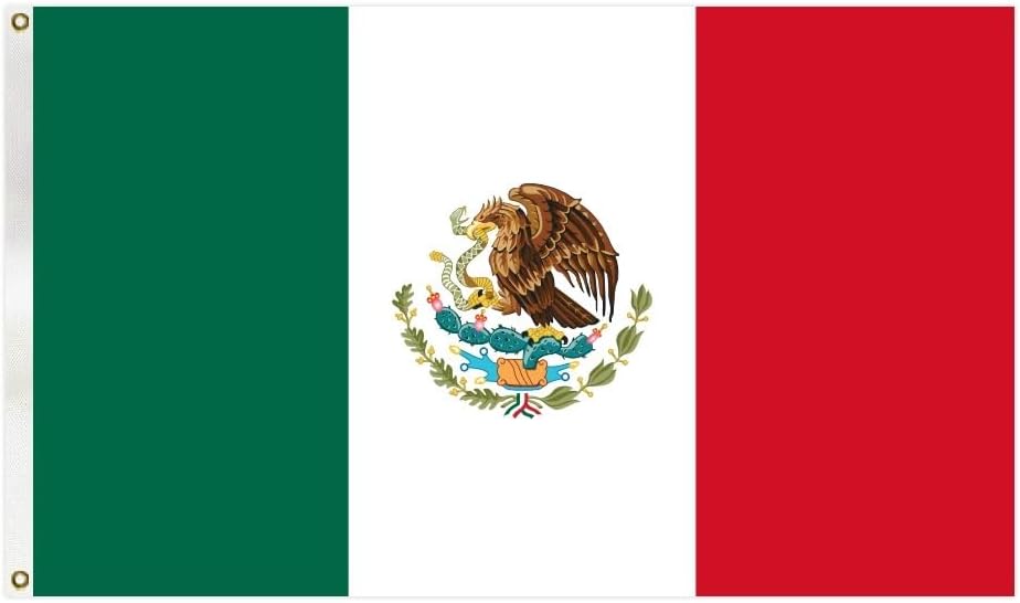 Mexican Flags for Outside 3x5 Mexico Flag Outdoor Vivid Color Fade Resistant Double Stitched Mexican flag with Brass Grommets