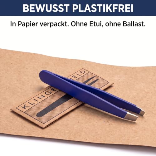 KLINGENHELD® Haargenaue Pinzette - greift jedes Haar beim 1. Versuch ohne durchrutschen - Pinzette Augenbrauen Zupfen handgeschliffen… – Ansicht 3