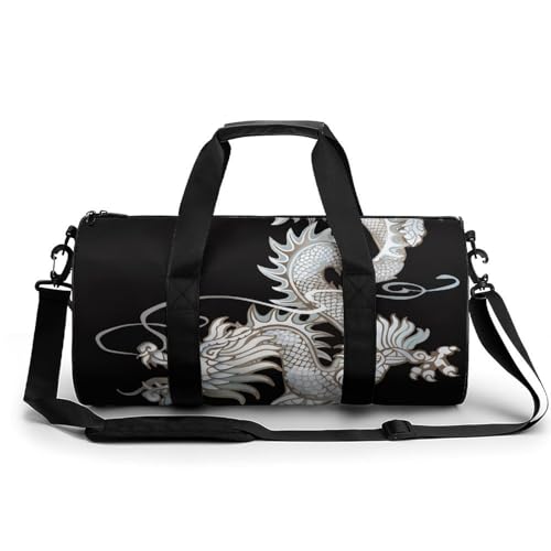 Sac de voyage duffel bag Dragon Argenté haut de gamme pour sport et gym