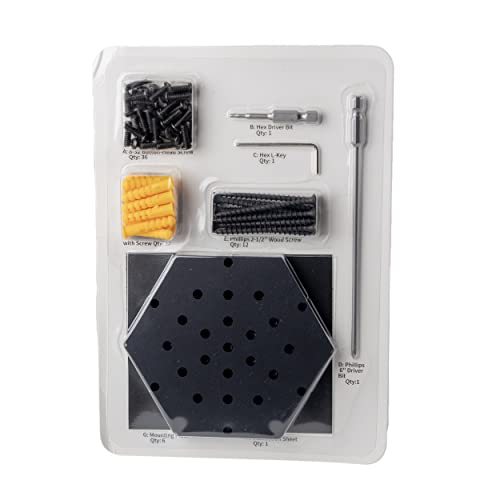 Bundle - 2 Items: Winehive Cell Modern Modular Wine Storage System - 20 Cell With Wall Mount Hardware Kit - Black #TOP1