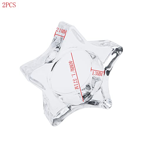 Mewutal HJDZ202201091 2Pcs Star Style Candle Holder Clear Glass Candlestick Holders 40Mm/1.57 Inch Dia Candle Base thumb #2